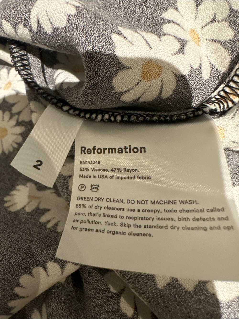 NWT - Reformation Black Daisy Maxi Skirt with White & Yellow Floral Print - Picture 5 of 5